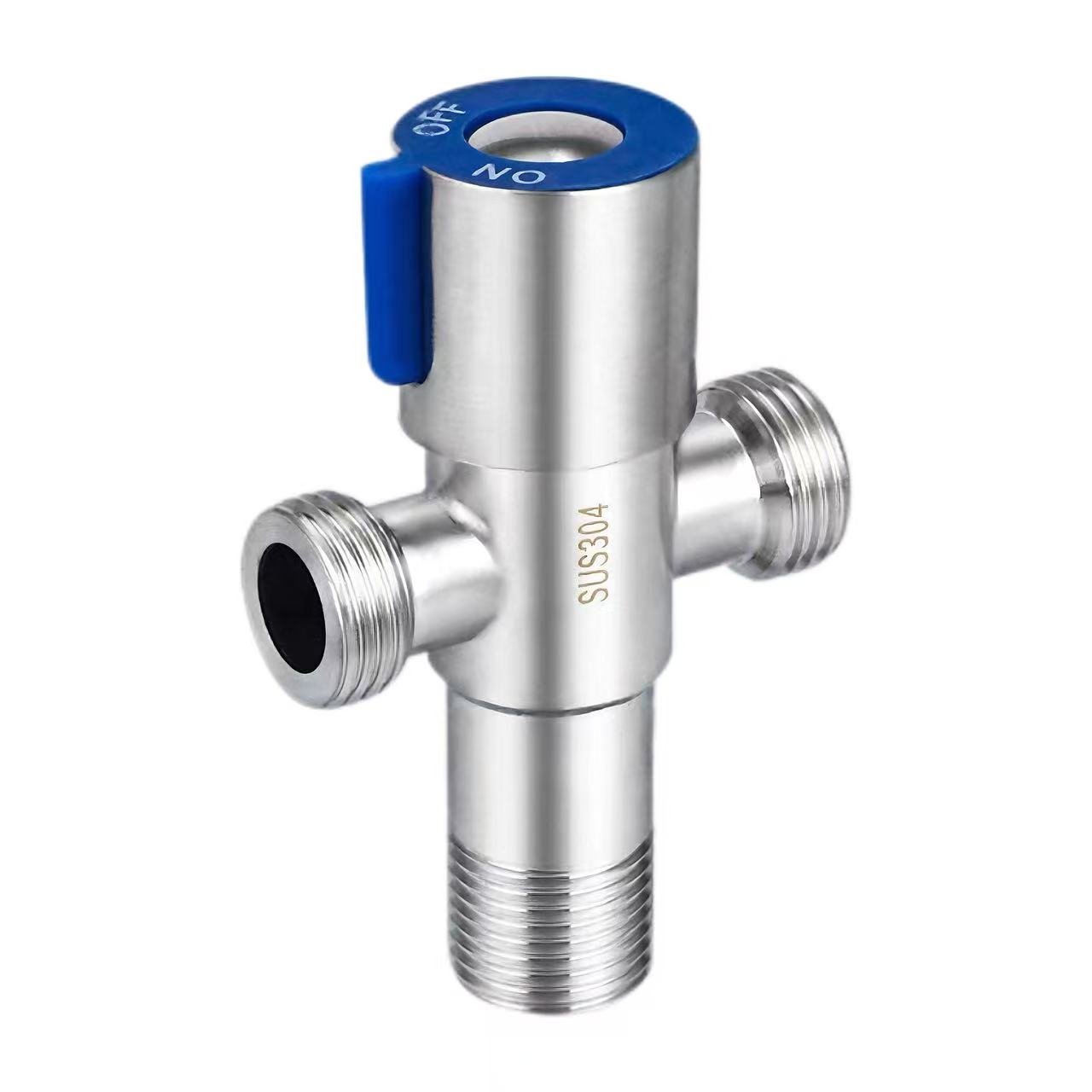 Isibambo Esiluhlaza okwesibhakabhaka esingu-180° Dual Outlet Three-Way Angle Valve