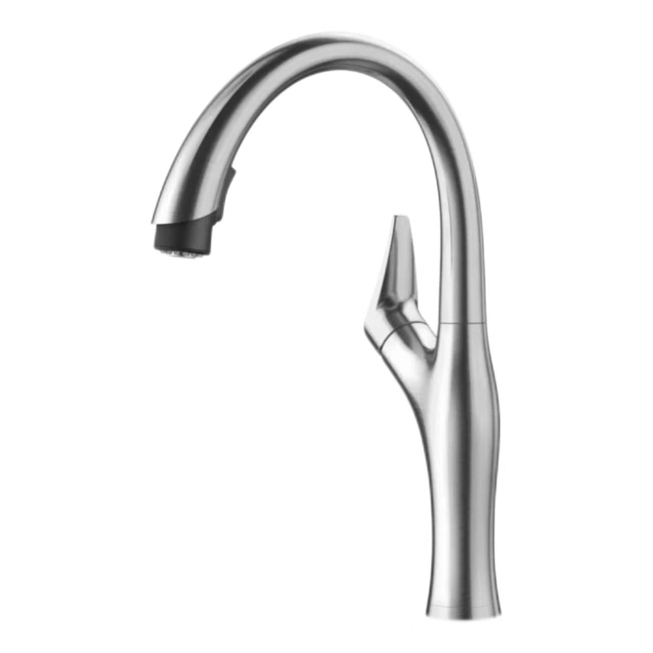 I-Brushed Stainless Stainless Streamlined Gooseneck Pull-Out Faucet