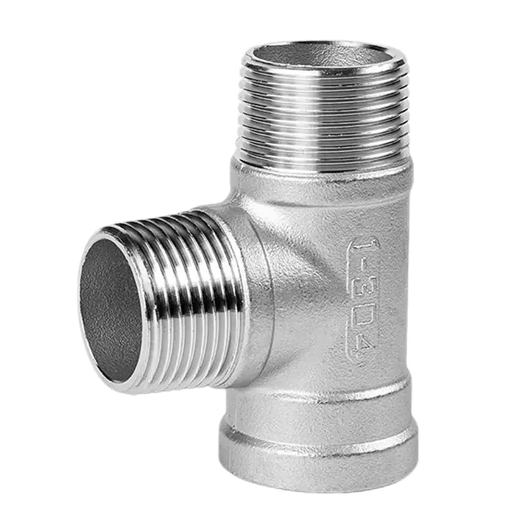 I-BSP Stainless Steel Yesilisa-Isifazane-Isifazane Fitting Tee