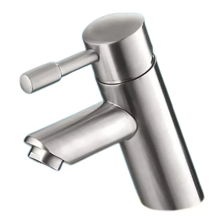 I-Cylindrical Slanted Brushed Hot And Cold Basin Faucet