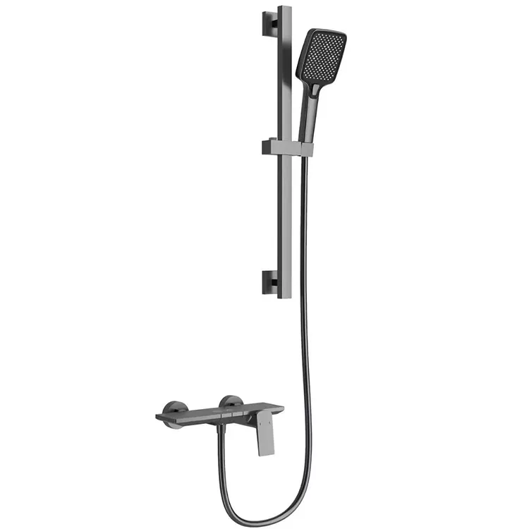 I-Gunmetal Grey Square Shower Isethi Ngebha Yesilayidi Eshintshekayo