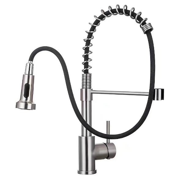 I-High-Bend Spring Tube Pull-Out Hot And Cold Kitchen Sink Faucet
